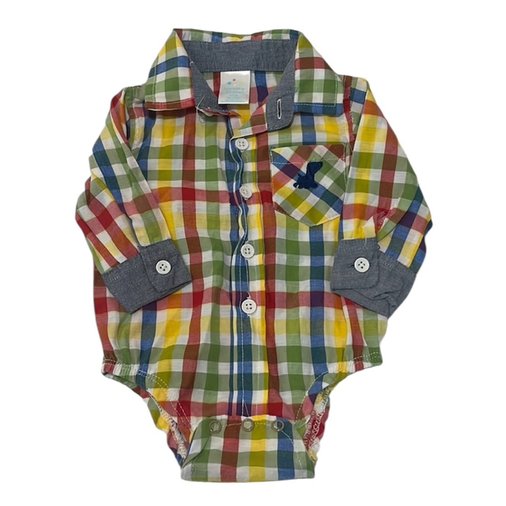 🔴Long sleeve button down onesie, size 0 to 3 months